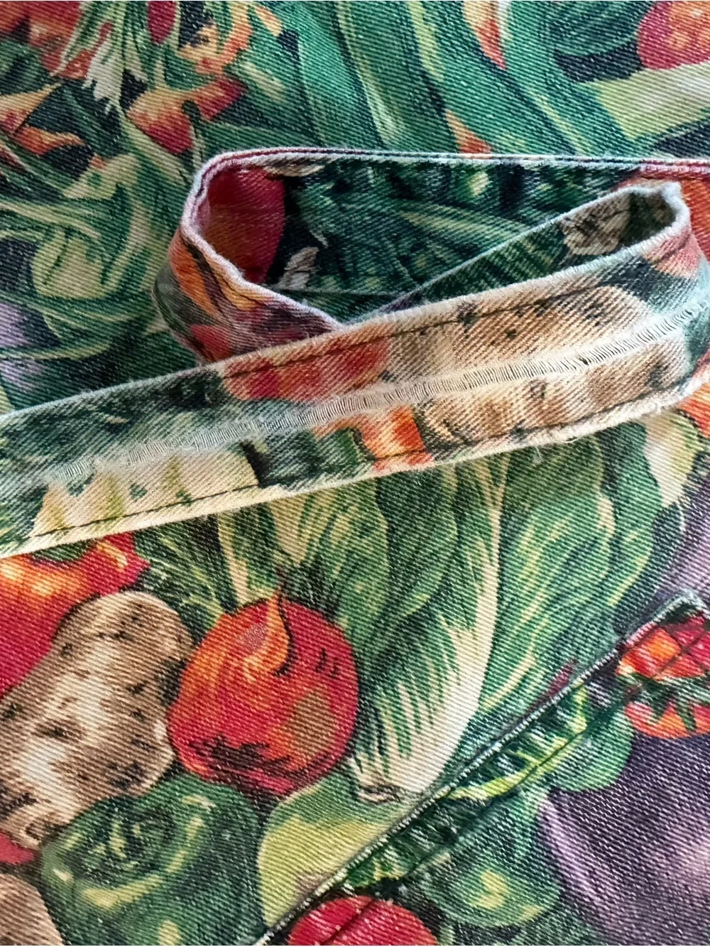 Vintage Handmade Vegetable Print Apron Farmhouse Cottagecore Kitchen Chef